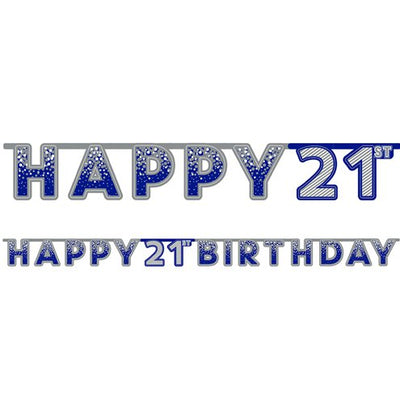 Blue 21st Birthday Banner