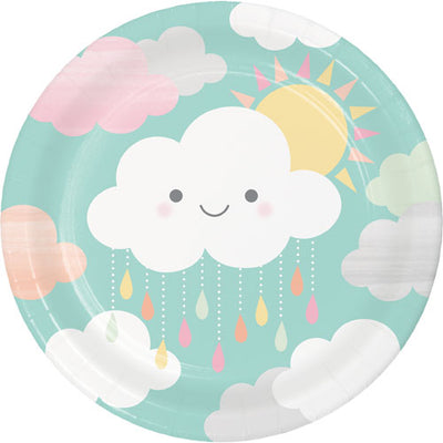 Sunshine and clouds baby shower paper plates