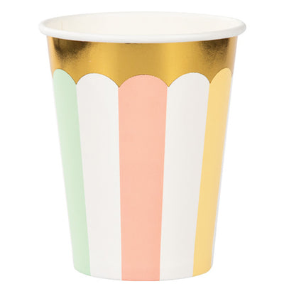 Pastel Striped Party Paper Cups