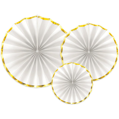 White and Gold paper Fan Decorations