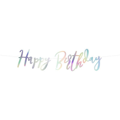 Iridescent Happy Birthday Banner By Party Deco