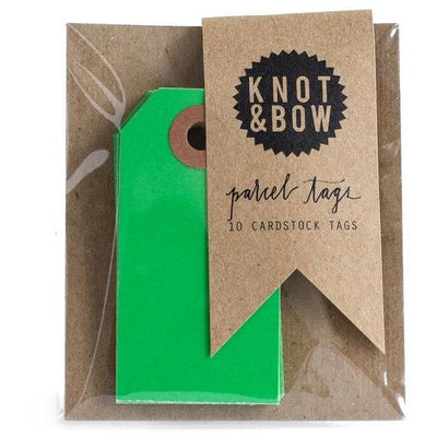 Knot and Bow - Parcel Tags - Green (Pk10) - PT10-KG- The Original Party Bag Company