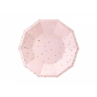 Pink and Gold Stars paper plates