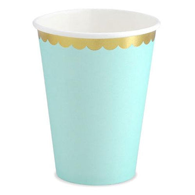 Party Deco - Mint & Gold Scalloped Paper Cups (Pk6) - KPP16-103- The Original Party Bag Company