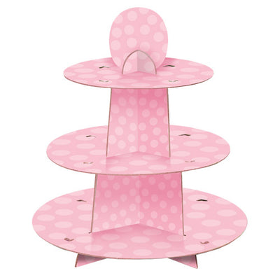 pink dot cupcake stand - Baby shower tableware