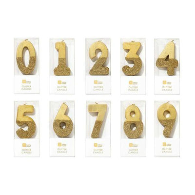 Gold Glitter Number Candles 