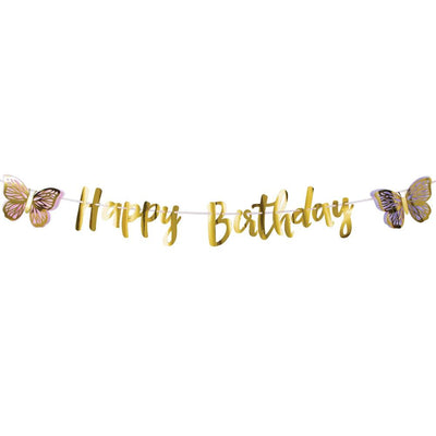 Butterfly Shimmer Happy Birthday banner