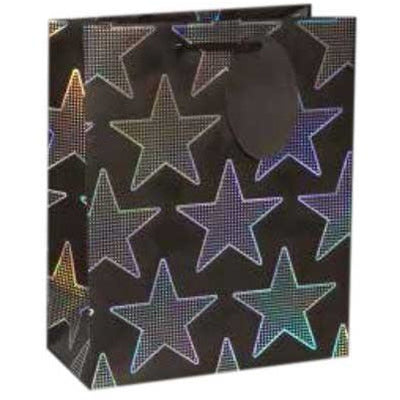 Holographic silver star gift bag