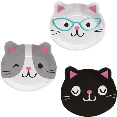 cat themed party plates
