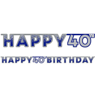 Blue 40th Birthday Banner