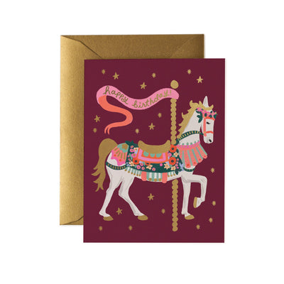 happy birthday carousel horse card