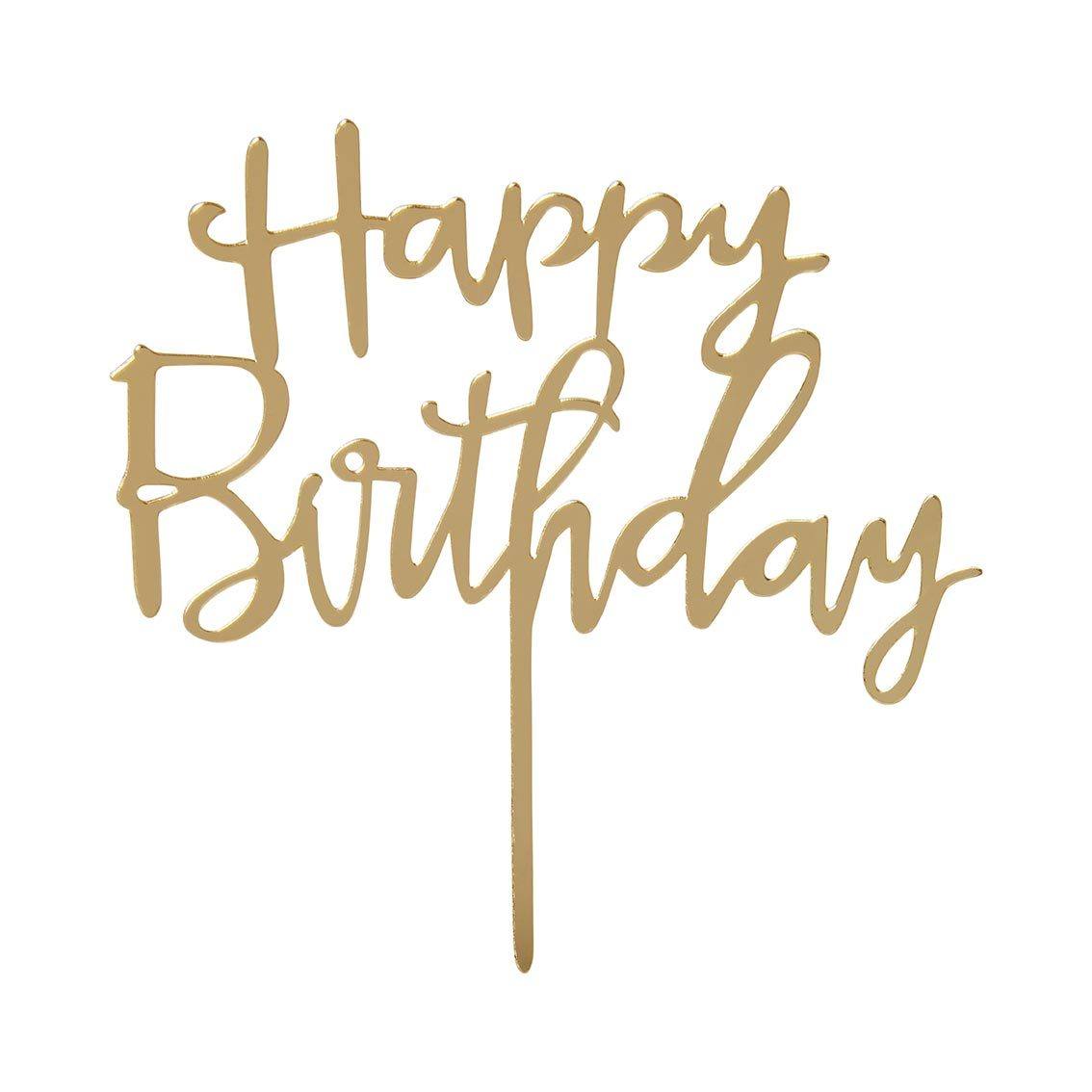 Gold Happy Birthday Cake Topper | Gold Party Decorations | Pretty Party ...