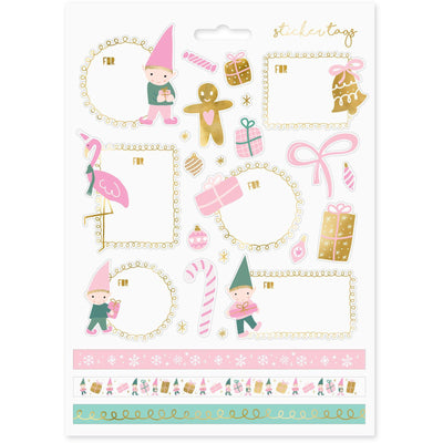 Christmas Gift Stickers Gold and Pink