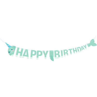 narwhal happy birthday banner