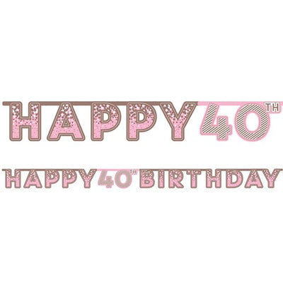 Pink 40th Birthday Banner