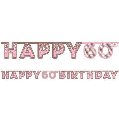 Pink 60th Birthday Banner