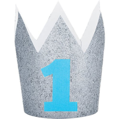 1st Birthday Silver Glitter Mini Crown