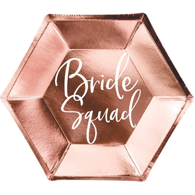 bride squad rose gold plates
