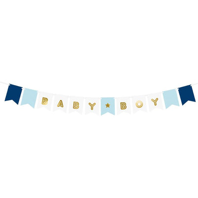Blue baby Boy Flag Bunting - Baby Shower Decorations