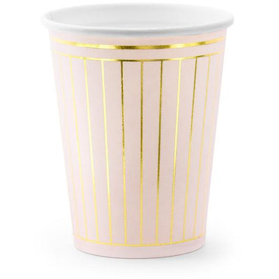 Pink and Gold Striped Party Cups