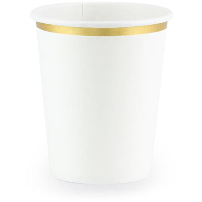 Party Dec white Party Cups with gold foil edge