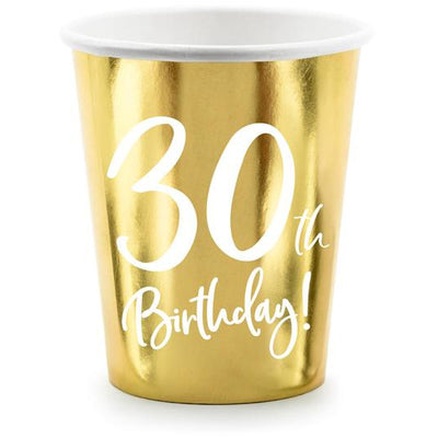 30th birthday Party Cups In Gold Foil Party Deco