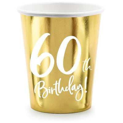 60th Birthday Gold Foil Party Cups