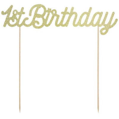 Gold 1st Birthday Cake Topper Party Deco