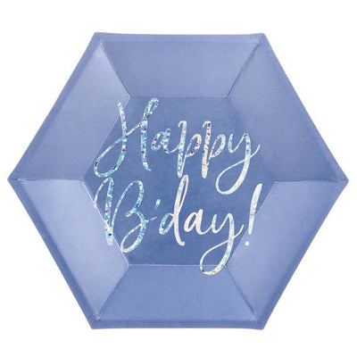 Happy B'day Blue Party Plates Party Deco