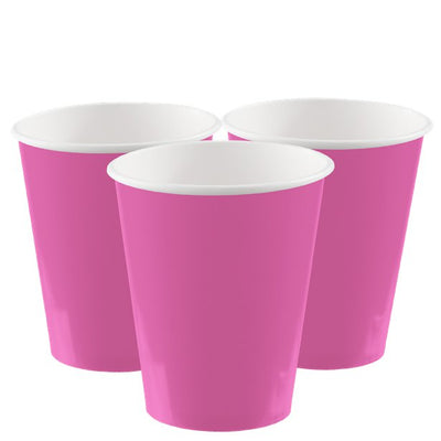 hot pink paper party cups