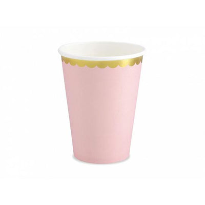 Pink and Gold Scalloped Paper Cups