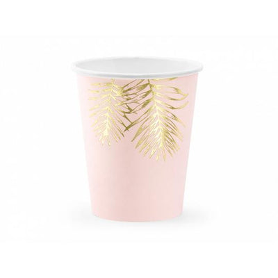 Pink and Gold Leaves Paper Cups
