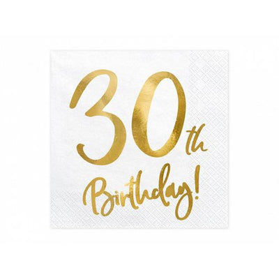 30th Birthday Party Paper Napkins with Gold Foil