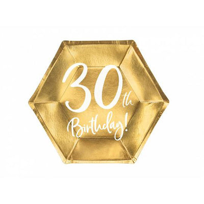 30th Birthday Gold Party Paper Plates