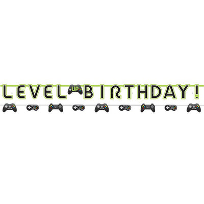 level up birthday banner - Gaming Party Supplies