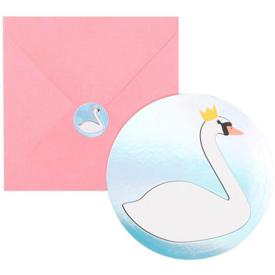 My Little Day - Swan Party Invitations (Pk8) - mld-invit-cygne- The Original Party Bag Company