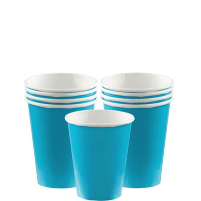 turquoise paper party cups