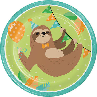 sloth paper party plates